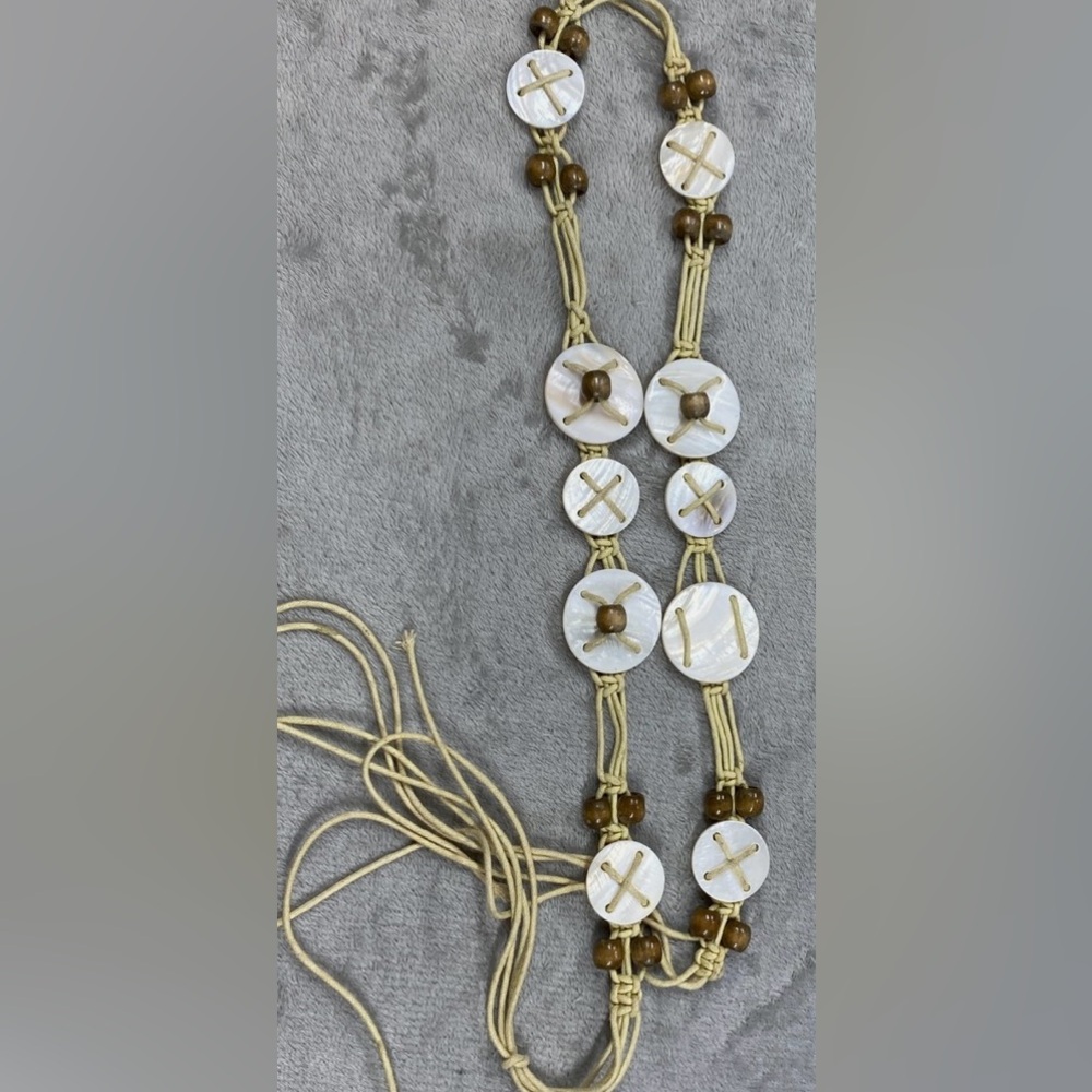 Women’s Mother of Pearl Shell Belt Hippe Style Fringe and Beaded
